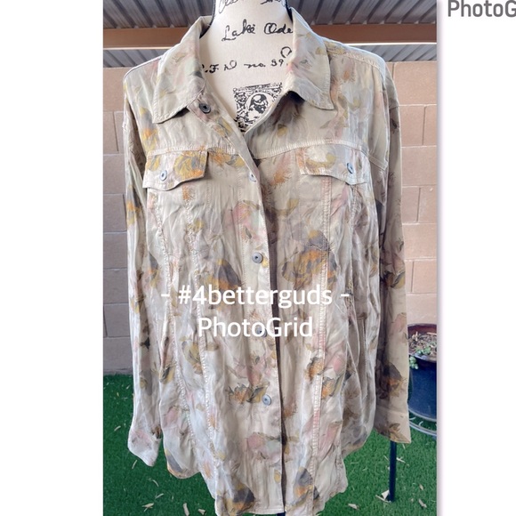 NEW Marrakech Rare Floral Print Button Front Shirt Long Sleeve Jacket MD - Picture 5 of 16